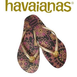 Havaianas LIMITED EDITION Swarovski Medallion Embellished Flip Flops Sz 10